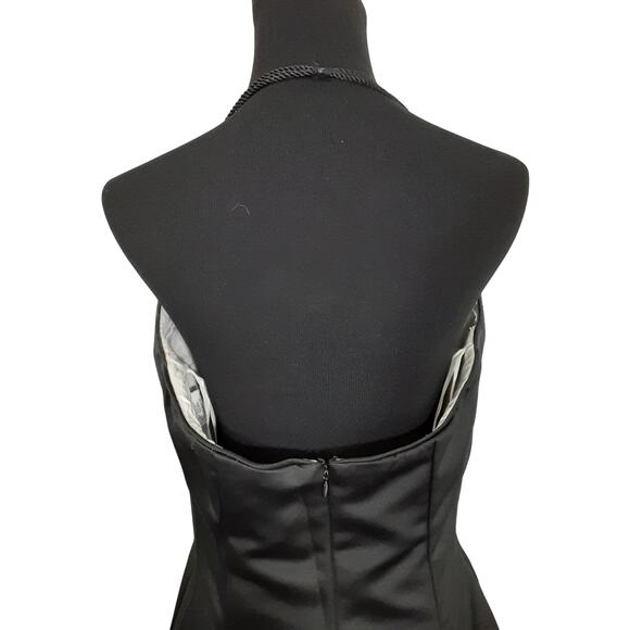 Vintage Scott McClintock 1980s Black Satin Ballgown Black Tie Evening Gown Sz 16 - Picture 6 of 14